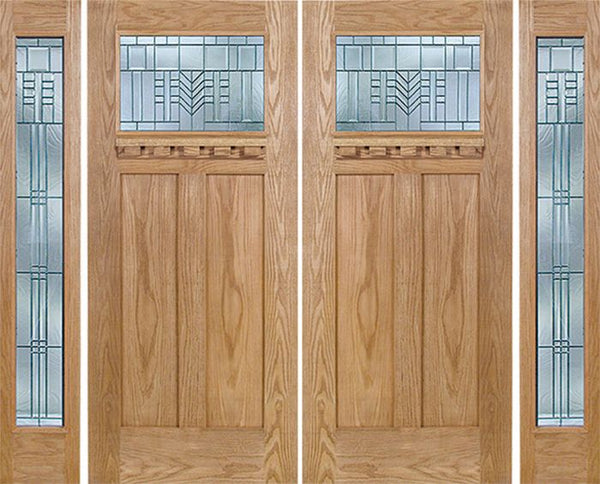 WDMA 96x80 Door (8ft by 6ft8in) Exterior Oak Pearce Double Door/2 Full-lite side w/ C Glass 1