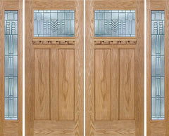 WDMA 96x80 Door (8ft by 6ft8in) Exterior Oak Pearce Double Door/2 Full-lite side w/ C Glass 1