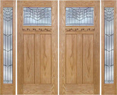 WDMA 96x80 Door (8ft by 6ft8in) Exterior Oak Pearce Double Door/2 Full-lite side w/ E Glass 1