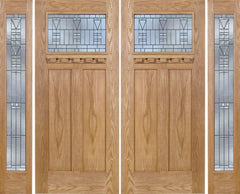 WDMA 96x80 Door (8ft by 6ft8in) Exterior Oak Pearce Double Door/2 Full-lite side w/ B Glass 1