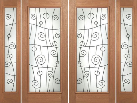WDMA 96x80 Door (8ft by 6ft8in) Exterior Mahogany Roma Double Door/2side w/ RM Glass - 6ft8in Tall 1