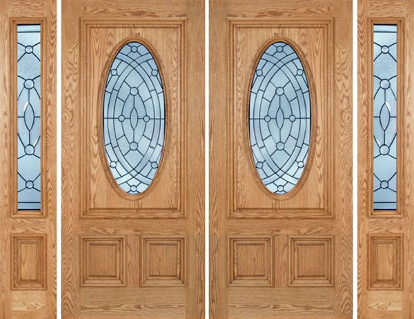 WDMA 96x80 Door (8ft by 6ft8in) Exterior Oak Watson Double Door/2side w/ EE Glass 1