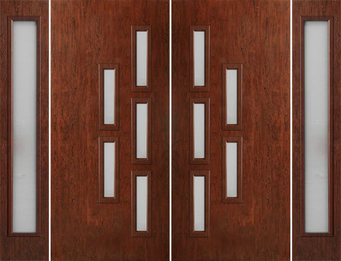 WDMA 96x80 Door (8ft by 6ft8in) Exterior Cherry Contemporary Modern 5 Lite Double Entry Door Sidelights FC553 1