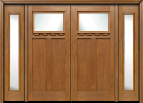 WDMA 96x80 Door (8ft by 6ft8in) Exterior Fir Craftsman Top Lite Double Entry Door Sidelights 1