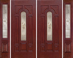 WDMA 96x80 Door (8ft by 6ft8in) Exterior Cherry Center Arch Lite Double Entry Door Sidelights HM Glass 1