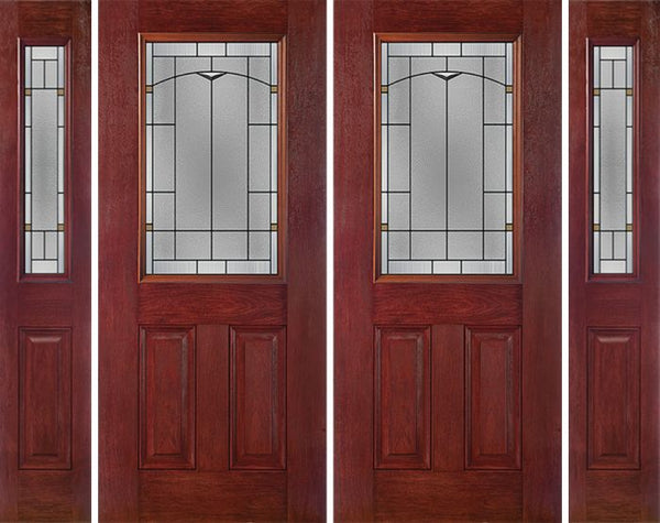 WDMA 96x80 Door (8ft by 6ft8in) Exterior Cherry Half Lite 2 Panel Double Entry Door Sidelights TP Glass 1