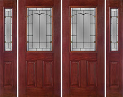 WDMA 96x80 Door (8ft by 6ft8in) Exterior Cherry Half Lite 2 Panel Double Entry Door Sidelights TP Glass 1