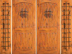 WDMA 96x80 Door (8ft by 6ft8in) Exterior Knotty Alder External Double Door with Two Sidelights Alder Speakeasy 1