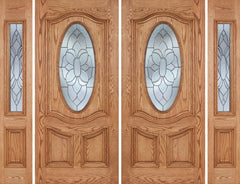 WDMA 96x80 Door (8ft by 6ft8in) Exterior Oak Dally Double Door/2side w/ BO Glass - 6ft8in Tall 1