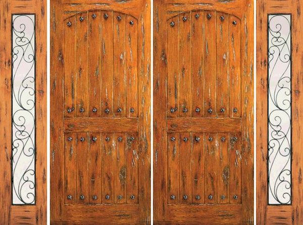 WDMA 96x80 Door (8ft by 6ft8in) Exterior Knotty Alder Double Door with Two Side lights Prehung  1