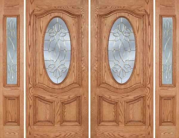 WDMA 96x80 Door (8ft by 6ft8in) Exterior Oak Dally Double Door/2side w/ CO Glass - 6ft8in Tall 1