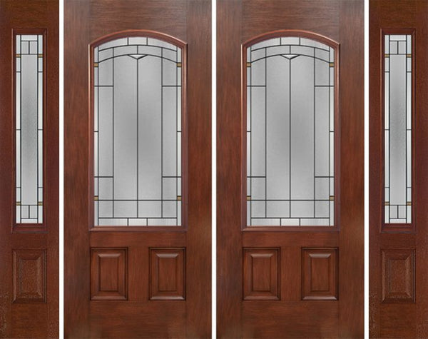 WDMA 96x80 Door (8ft by 6ft8in) Exterior Mahogany Camber 3/4 Lite Double Entry Door Sidelights TP Glass 1