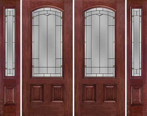 WDMA 96x80 Door (8ft by 6ft8in) Exterior Cherry Camber 3/4 Lite Two Panel Double Entry Door Sidelights TP Glass 1