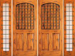 WDMA 96x80 Door (8ft by 6ft8in) Exterior Knotty Alder Double Door with Two Sidelights Entry 3-Panel 1