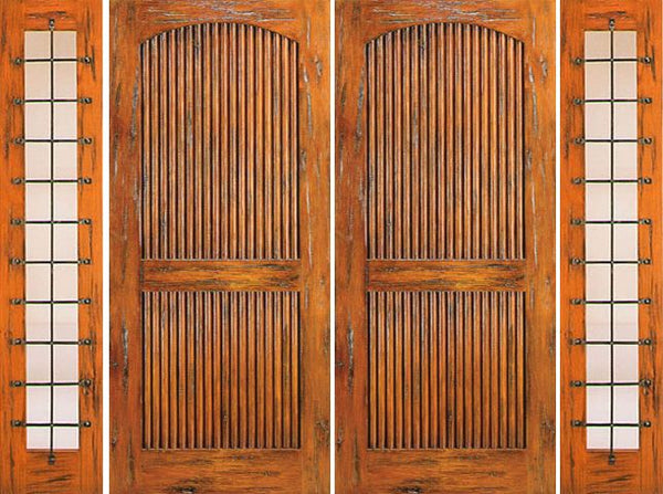 WDMA 96x80 Door (8ft by 6ft8in) Exterior Knotty Alder Double Door with Two Sidelights Entry Prehung 2 Panel 1