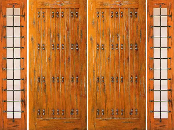 WDMA 96x80 Door (8ft by 6ft8in) Exterior Knotty Alder Double Door with Two Sidelights Entry Prehung  1
