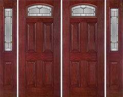WDMA 96x80 Door (8ft by 6ft8in) Exterior Cherry Camber Top Double Entry Door Sidelights TP Glass 1