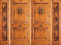 WDMA 96x80 Door (8ft by 6ft8in) Exterior Knotty Alder Alder Double Door with Two Sidelights Speakeasy 1