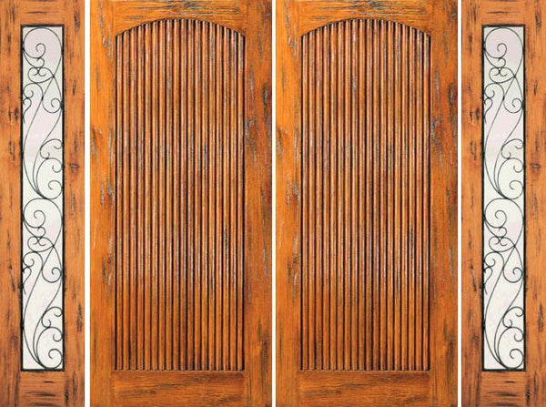 WDMA 96x80 Door (8ft by 6ft8in) Exterior Knotty Alder Double Door with Two Sidelights Prehung  1