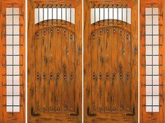 WDMA 96x80 Door (8ft by 6ft8in) Exterior Knotty Alder Prehung Double Door with Two Sidelights Entry  1