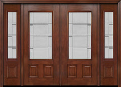WDMA 96x80 Door (8ft by 6ft8in) Exterior Mahogany 3/4 Lite Two Panel Double Entry Door Sidelights Crosswalk Glass 1