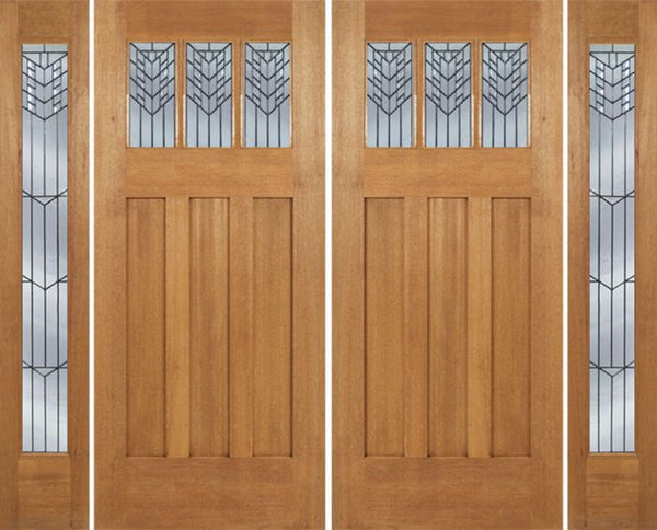 WDMA 96x84 Door (8ft by 7ft) Exterior Mahogany Barnsdale Double Door/2 Full-lite side w/ E Glass 1