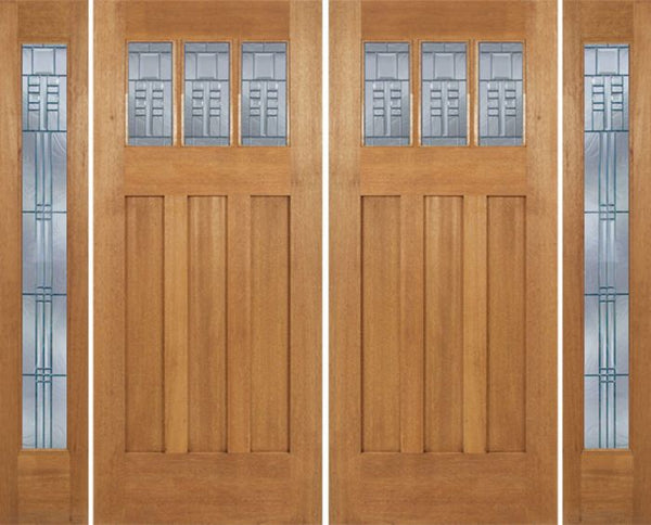 WDMA 96x84 Door (8ft by 7ft) Exterior Mahogany Barnsdale Double Door/2 Full-lite side w/ C Glass 1