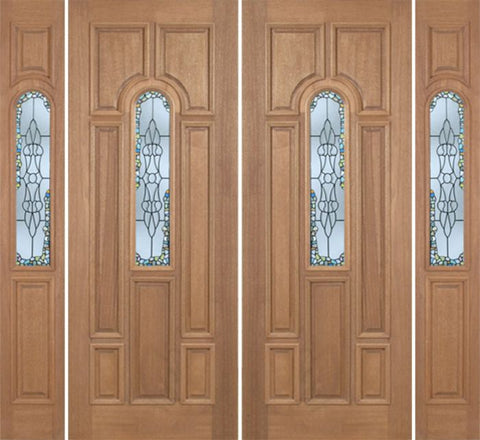 WDMA 96x96 Door (8ft by 8ft) Exterior Mahogany Revis Double Door/2side w/ Tiffany Glass - 8ft Tall 1