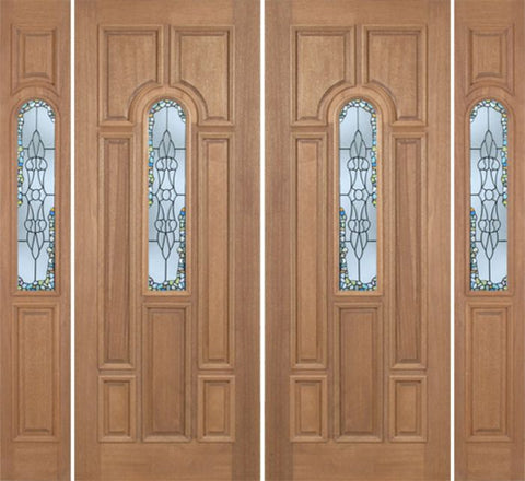 WDMA 96x96 Door (8ft by 8ft) Exterior Mahogany Revis Double Door/2side w/ Tiffany Glass - 8ft Tall 1