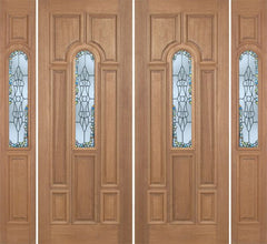 WDMA 96x96 Door (8ft by 8ft) Exterior Mahogany Revis Double Door/2side w/ Tiffany Glass - 8ft Tall 1