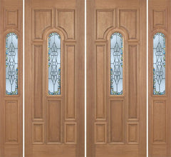 WDMA 96x96 Door (8ft by 8ft) Exterior Mahogany Revis Double Door/2side w/ Tiffany Glass - 8ft Tall 1