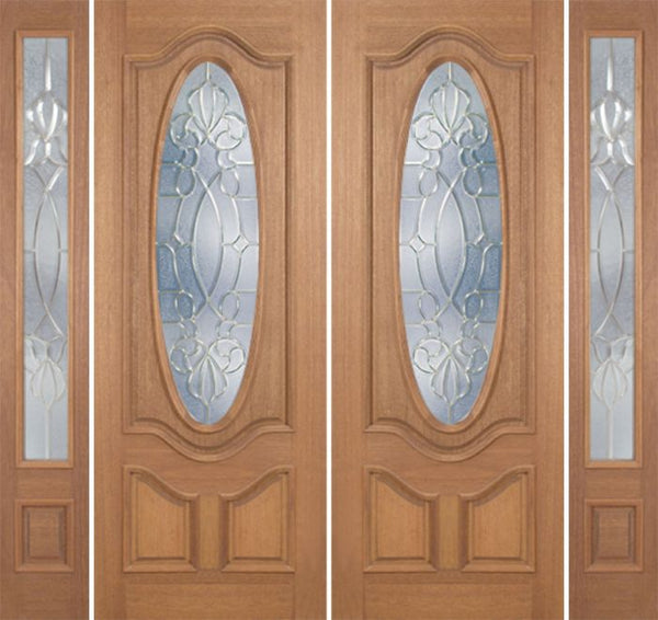 WDMA 96x96 Door (8ft by 8ft) Exterior Mahogany Carmel Double Door/2side w/ CO Glass - 8ft Tall 1