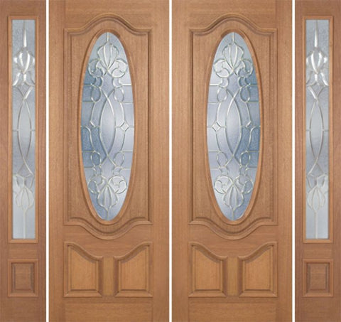 WDMA 96x96 Door (8ft by 8ft) Exterior Mahogany Carmel Double Door/2side w/ CO Glass - 8ft Tall 1
