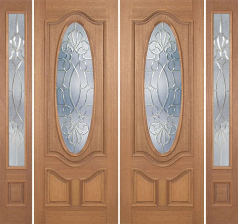 WDMA 96x96 Door (8ft by 8ft) Exterior Mahogany Carmel Double Door/2side w/ CO Glass - 8ft Tall 1