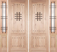 WDMA 96x96 Door (8ft by 8ft) Exterior Walnut Rustica II Double Door/2side Clear Glass and Cage 1