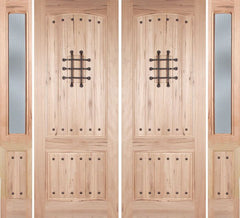 WDMA 96x96 Door (8ft by 8ft) Exterior Walnut Rustica II Double Door/2side Reed Glass 1
