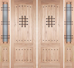 WDMA 96x96 Door (8ft by 8ft) Exterior Walnut Rustica II Double Door/2side Reed Glass and Cage 1
