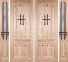 WDMA 96x96 Door (8ft by 8ft) Exterior Walnut Rustica II Double Door/2side Reed Glass and Cage 1
