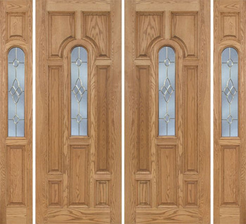 WDMA 96x96 Door (8ft by 8ft) Exterior Oak Carrick Double Door/2side w/ C Glass - 8ft Tall 1