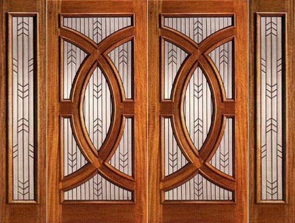 WDMA 96x96 Door (8ft by 8ft) Exterior Mahogany Double Door and Two Sidelight Triple Glazed Circle 1