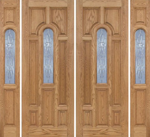 WDMA 96x96 Door (8ft by 8ft) Exterior Oak Carrick Double Door/2side w/ L Glass - 8ft Tall 1