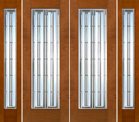 WDMA 96x96 Door (8ft by 8ft) Exterior Mahogany Double 2-1/4in Thick Doors Sidelights Art Glass[37 1