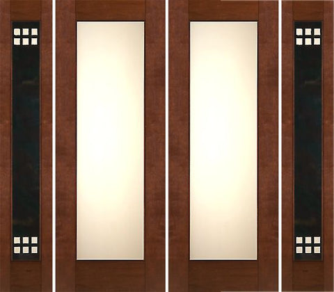 WDMA 96x96 Door (8ft by 8ft) Exterior Mahogany 2-1/4in Thick Double Doors Heavy Iron Side Low-E Glass 1