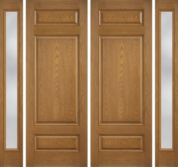 WDMA 96x96 Door (8ft by 8ft) Exterior Oak 8ft 3 Panel Classic-Craft Collection Double Door 2 Sides Clear Low-E 1