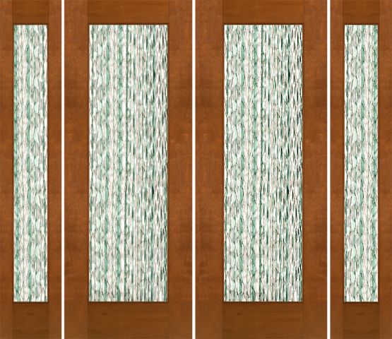 WDMA 96x96 Door (8ft by 8ft) Exterior Mahogany 2-1/4in Thick Double Doors Sidelights Waterfall Casting Glass 1