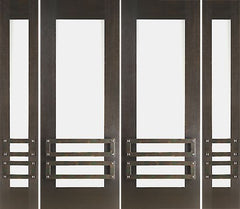 WDMA 96x96 Door (8ft by 8ft) Exterior Mahogany 2-1/4in Thick Double Doors Sidelights Low-E Glass Iron Work 1