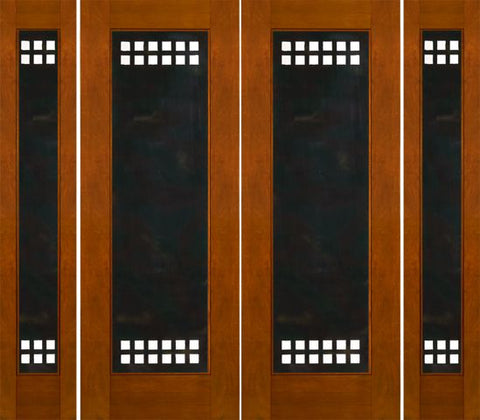 WDMA 96x96 Door (8ft by 8ft) Exterior Mahogany Double 2-1/4in Thick Doors Sidelights Heavy Iron Work 1