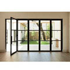 WDMA Best Selling Aluminium Folding Door Glass Partition With Grill Design