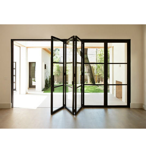 WDMA Cheap Thermal Break Double Large Glass Aluminium Alloy Interior Folding Lowe Glass Door