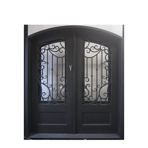 WDMA Exterior Security Entrance Laser Cut Double Wrought Iron Wine Cellar Door With Sidelight